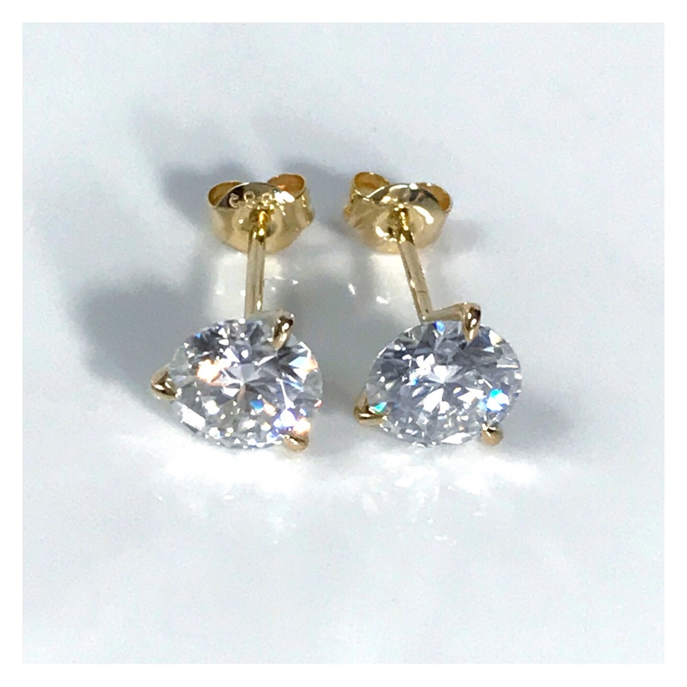 14KT 2 CARAT GENUINE MOISSANITE SOLID YELLOW GOLD MARTINI SET STUD EARRINGS NWOT - Picture 10 of 12